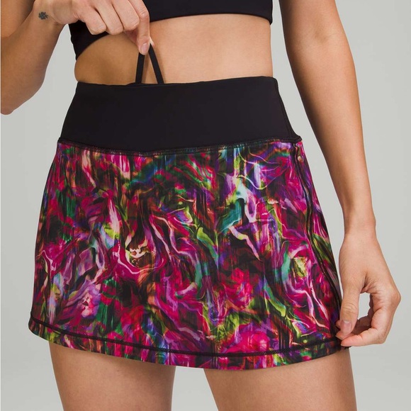 lululemon athletica Dresses & Skirts - Lululemon Pace Rival Mid Rise Skirt in Hyper Flow Pink Patten
